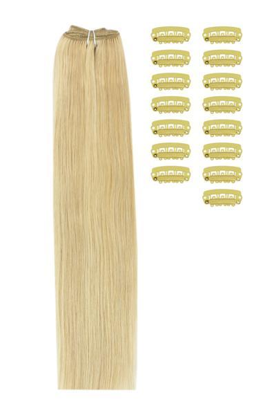 Diy Remy Clip In Human Hair Extensions Golden Blonde Bleach