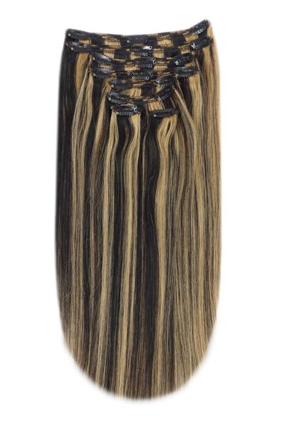 Full Head Remy Clip In Human Hair Extensions Natural Black