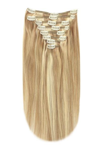 Full Head Remy Clip In Human Hair Extensions Dark Blonde Ash