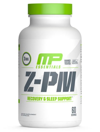MusclePharm Essentials Z-PM, Nighttime Muscle-Recovery and Sleep Aid, Testosterone Support, Melatonin, Zinc, and Magnesium, 60 Servings