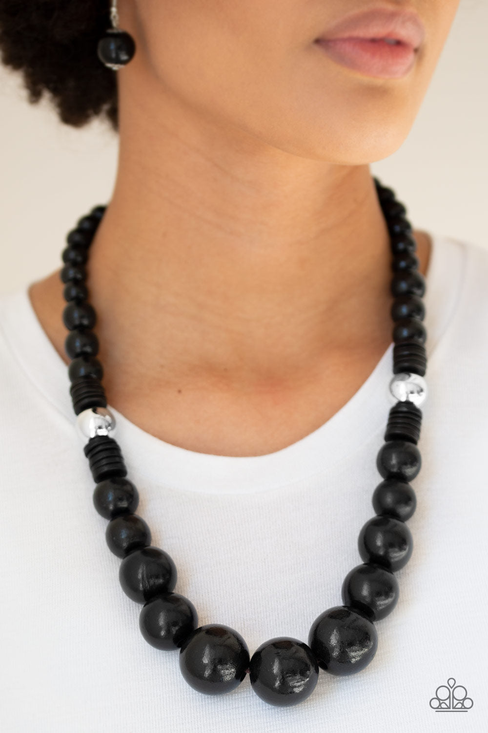 paparazzi black wood necklace