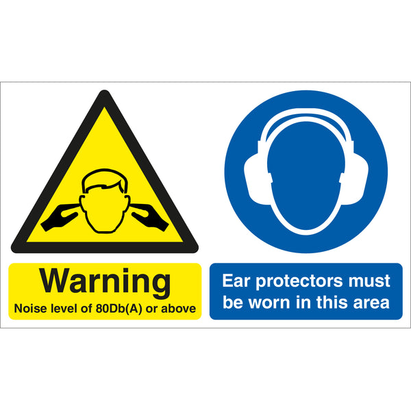 Caution High Noise Levels Sign Self Adhesive 300mm x 100mm 