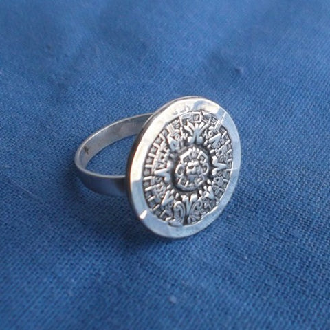 bague azteque argent vieillie