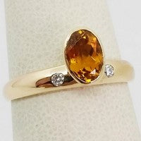 bague citrine avec diamants