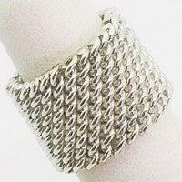 grosse bague maille milanaise en argent pour femme