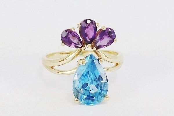 bague de fiancailles topaze et améthystes