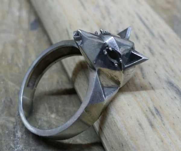 bague loup argent