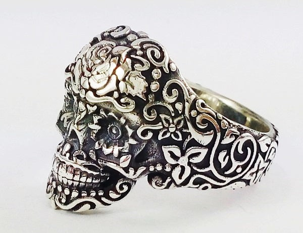 bague ancienne mexicaine tête de mort