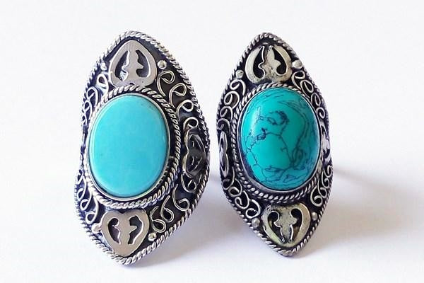 bague argent sertie d'une turquoise naturelle