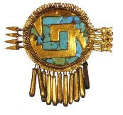 bijou azteque en or et turquoise