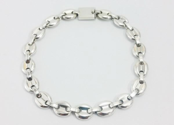 bracelet chaine maille grain de café en argent