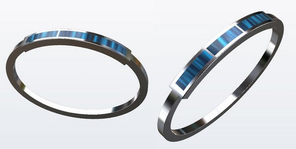 maquette numérique projet de bracelet jonc homme argent avec turquoises