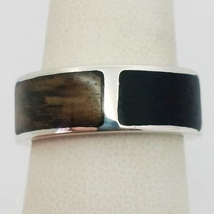 bague argent bois fossil