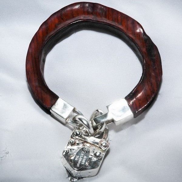 bracelet jonc en argent et bois précieux