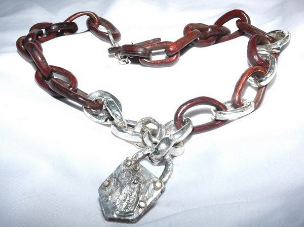 collier bois précieux et argent