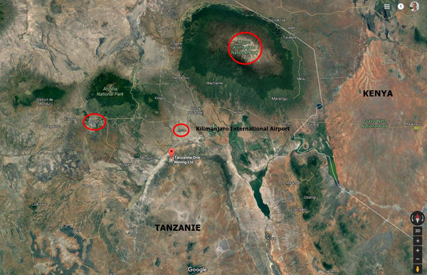 vue satellite mine tanzanite en tanzanie