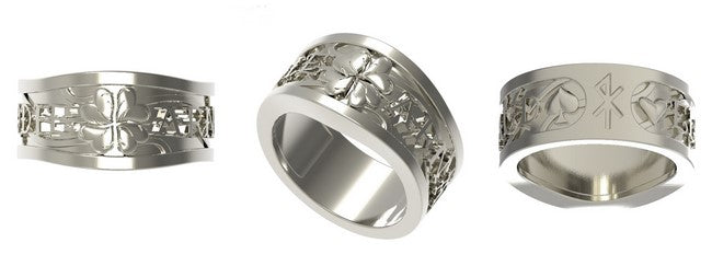 bague femme large en argent massif, modélisation 3D