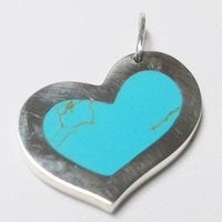 pendentif coeur en argent avec turquoise