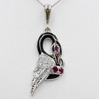 pendentif cygne or blanc et diamant