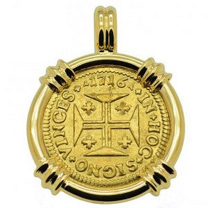Pendentif pièce de monnaie en or du portugal