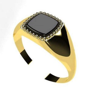 chevaliere onyx carrée en or jaune 18 carats