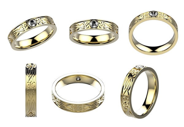 visuel modélisation 3D alliance celtique pour femme en or et diamant