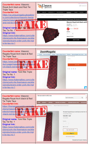 Fake FraternalTies IP Theft Infringement