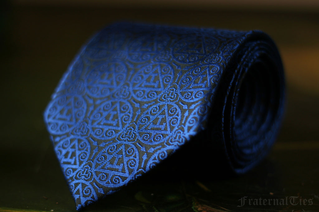 FraternalTies Royal Arch Masonry Triple Tau Masonic Necktie Midnight Blue Designed by Freemason for Freemasons