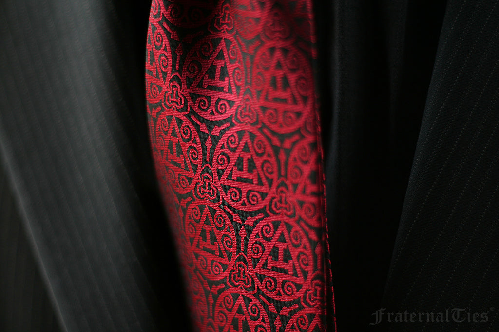 FraternalTies Royal Arch Masonry Triple Tau Masonic Necktie Red Trowel Designed by Freemason for Freemasons