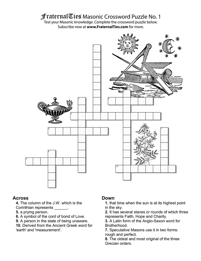 Masonic Crossword Puzzle No. 1