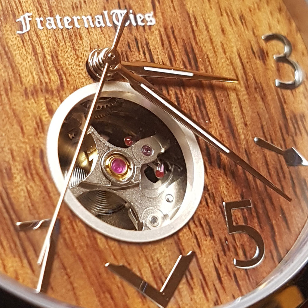 FraternalTies 357 Masonic Watch Freemasons Acacia Wooden wristwatch