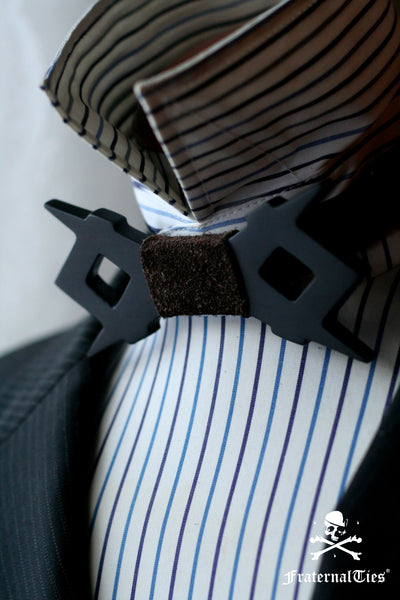 Square and Compasses Wood and Leather bowtie by FraternalTies