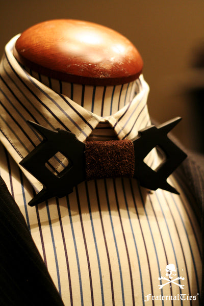 Square and Compasses Wood and Suede Leather bowtie by FraternalTies