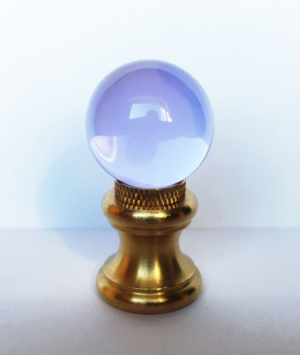 GLASS ORBLamp FinialPurple, Polished Brass Finish, Dual Thread Lamp