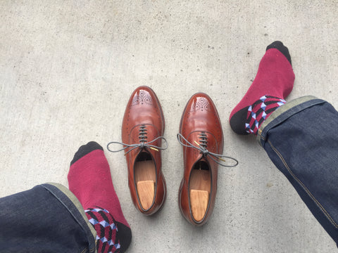 Fun Nautica Socks, Raleigh Denim Workshop Jeans, and nicely conditioned Allen Edmonds Weybridge