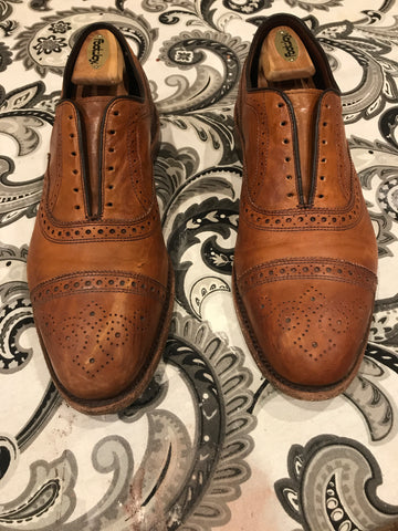 Before Picture Allen Edmonds Strands Scratched and Scuffed Leather Cap-toe