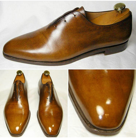 A gorgeous pair of Berluti Wholecut Oxfords polished to a mirror shine by Glen the original maker of GlenKaren Products