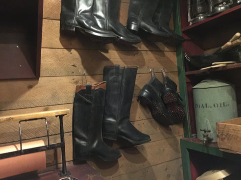 Black Leather Settler's Boots and one pair of Hob-Nailed Boots