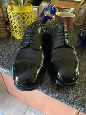 Mirror Shined with High Shine Bespoke Foster & Son Black Cap-toe Derby Shoes