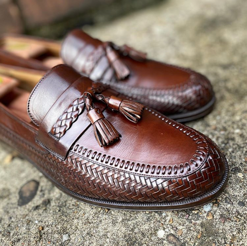 Magnanni Weave Tassel Loafers Cleaned and Restored by Cleaner Conditioner - Front Side View