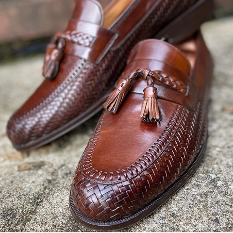 Magnanni Weave Tassel Loafers Cleaned and Restored by Cleaner Conditioner - Front Top View