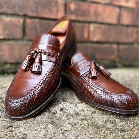 Magnanni Weave Tassel Loafers Cleaned and Restored by Cleaner Conditioner - Front Cross View