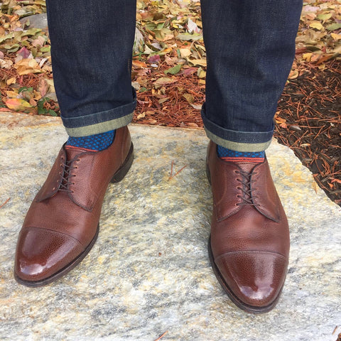 Allen Edmonds Margate Derbies Mirror Shined and Raw Denim Raleigh Denim Workshop Jeans