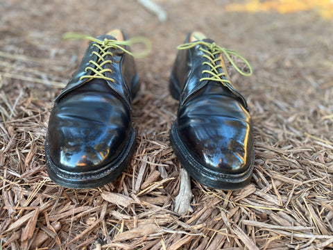 Mirror Shine on a Vintage Pair of Cordovan Shell Bluchers