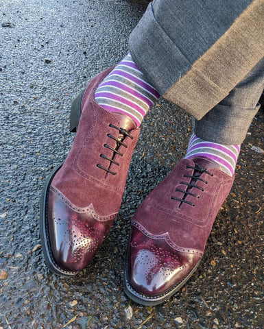 High Shine on Custom Purple Patina Vass London Adelaide Wingtips