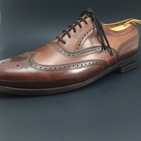 After Pure Polish Restoration - Left Shoe Side Profile Vintage Florsheim Imperial Wingtip Full-Brogue Oxfords