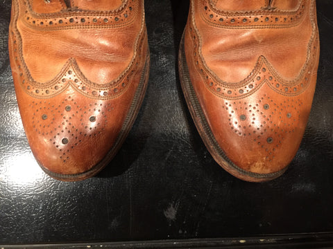 Before Picture - Toes of Vintage Florsheim Wingtip Full Brogue Oxfords