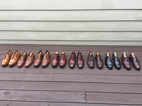 Lineup of common shoes and shoe colors, to help select your polish color.