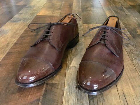 Touch up on a Mirror Shine on Vintage Walnut Scotch Grain Allen Edmonds Margate Cap Toe Derby Shoes