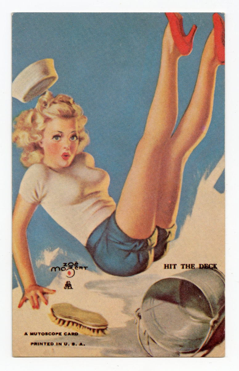 1940 S Navy Pin Up Girl Hit The Deck Mutoscope Card Zoe Mozert